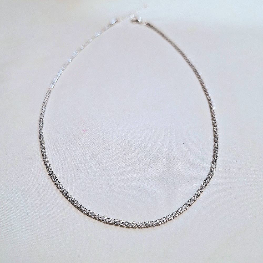 Silver Mens Womens Thin Twisted Rope Chain Necklace